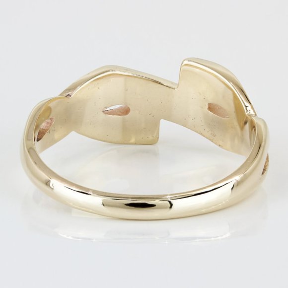 Unique 10k Yellow Gold Diamond Brushed Angular Ring - Picture 4 of 6